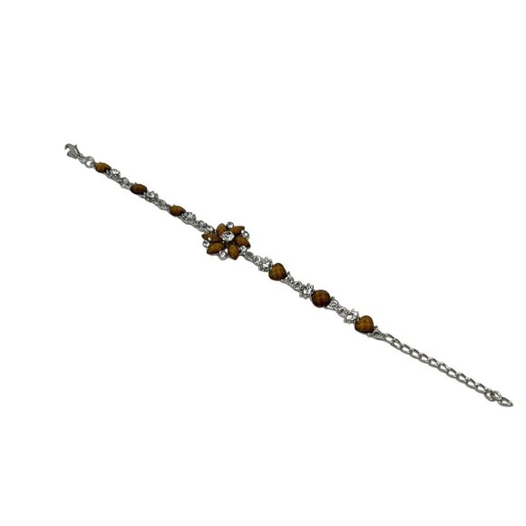 Charming Charlie Bracelet - Silver Plated Chain - Heart Shaped Faux Topaz Stones - Picture 2 of 6